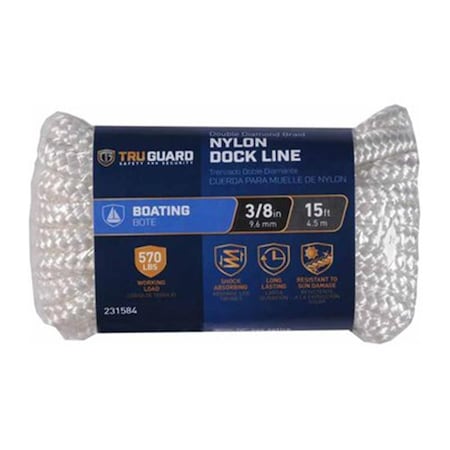 Mibro 0.37 in. x 15 ft. Tru Guard Dock Rope, White 231584
